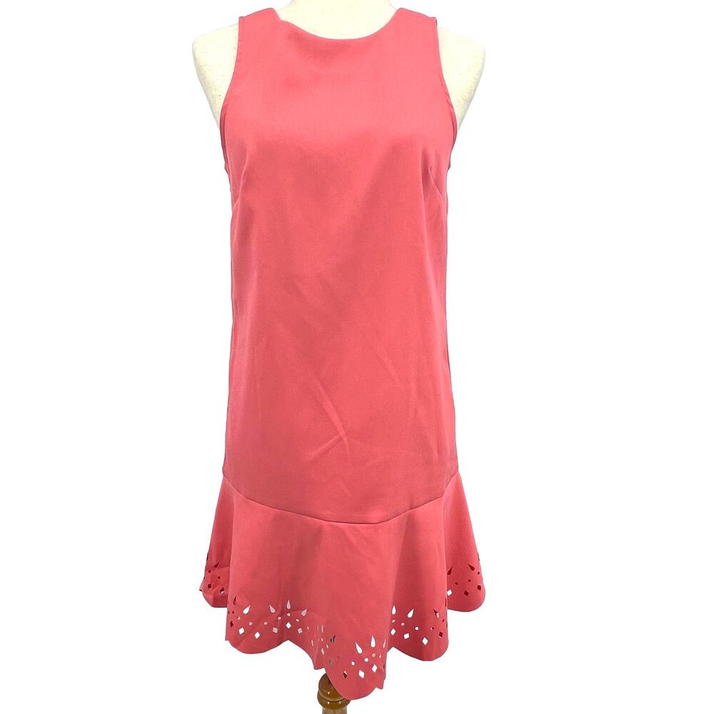 Loft Ann Taylor Women's 2 Coral Colored‎ Sleeveless Minidress Laser Cut Hem Tier